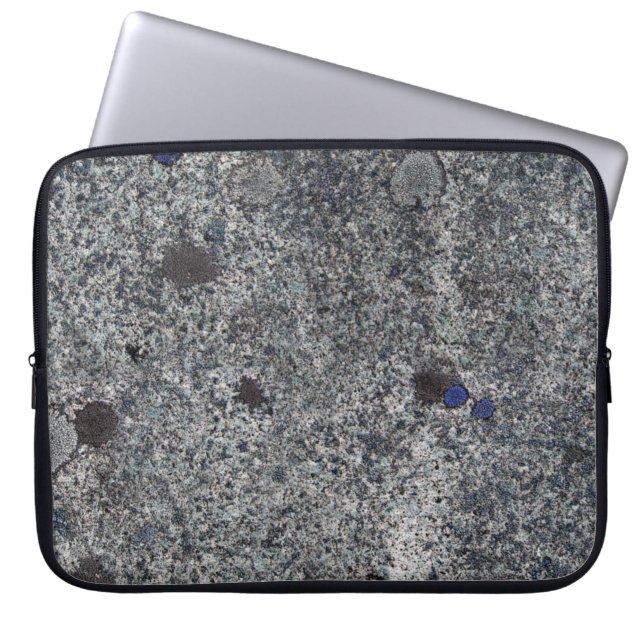 Capa Para Notebook Cinza da rocha do granito com detalhes azuis (Frente)