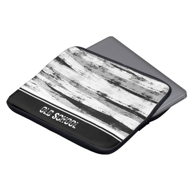 Capa Para Notebook Cinza de madeira antiga (Frente Topo)