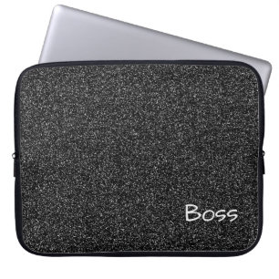 Capa Para Notebook Cinza de texto personalizada faux glitter
