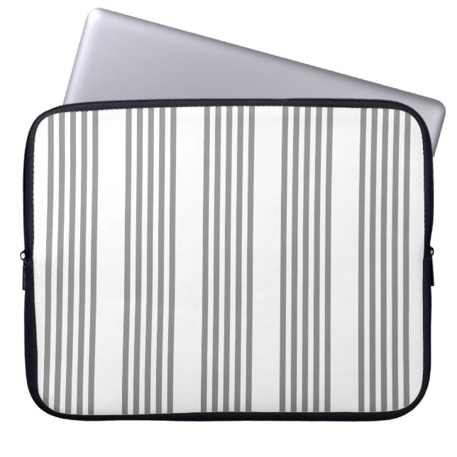 Capa Para Notebook Cinza e padrão de cinco faixas brancas (Frente)