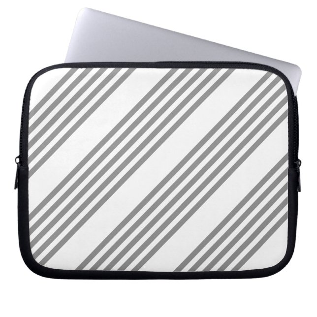 Capa Para Notebook Cinza e padrão de cinco faixas brancas (Frente)