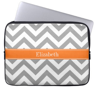 Capa Para Notebook Cinza Escura Branco LG Chevron Nome Monograma
