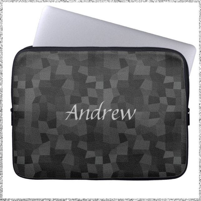 Capa Para Notebook Cinza Geométrico Moderno de Preto e Abstrato (Criador carregado)