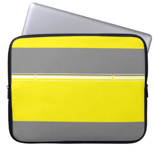 Capa Para Notebook Cinza Linhas brancas amarelas Bolsa de laptop do c