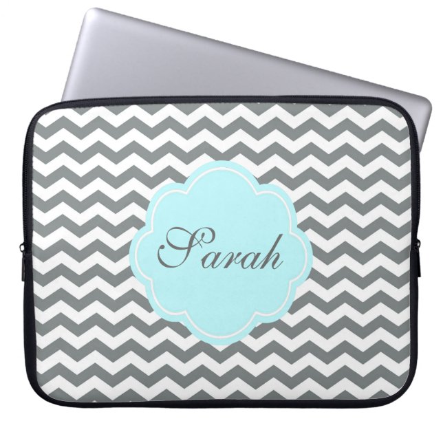 Capa Para Notebook cinza moderna, monograma de fevão branco (Frente)