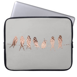 Capa Para Notebook Cinza Simples e Moderna com Aves de Cobre