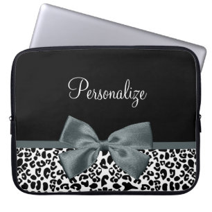 Capa Para Notebook Cinza Sofisticado De Impressão Leopard Arco Com N