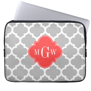 Capa Para Notebook Cinza Whroc #5 Coral Red 3 Monograma Inicial