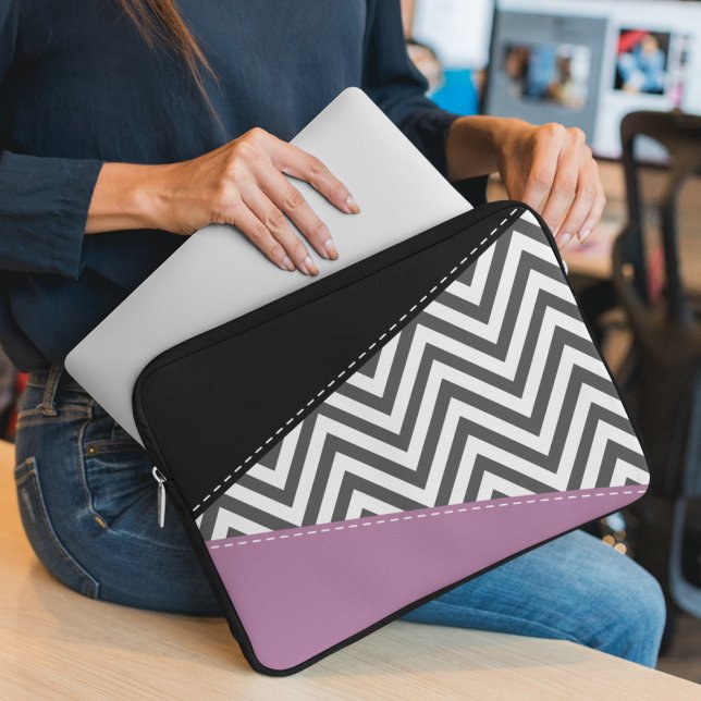 Capa Para Notebook Cinza Zigzag, Cinza Chevron, Zigzag Patterno, Roxo (Criador carregado)
