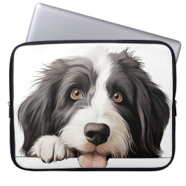 CAPA PARA NOTEBOOK CINZAS CUTAS E CACHORRO BRANCO