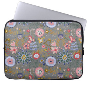 Capa Para Notebook Cinzas de Flores de Arte Familiares