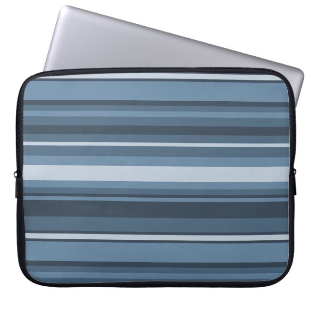 Capa Para Notebook Cinzas de listras azuis (Frente)