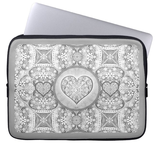 Capa Para Notebook Cinzas de rendas cerâmicas (Frente)