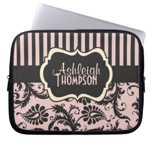 Capa Para Notebook Cinzas Rosa Bolinhas de marfim Bolsas de laptop ri