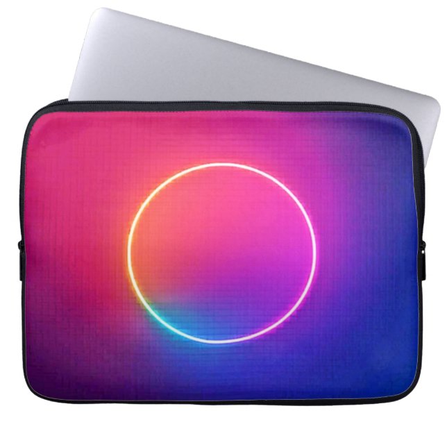 Capa Para Notebook Círculo de Brilho Neon Arte Abstrata (Frente)