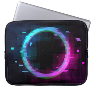 Capa Para Notebook Círculo de brilho retroativo de onda sintética com