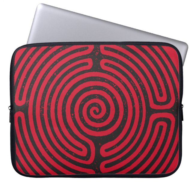Capa Para Notebook Círculo Negro Labirinto (Vermelho) Bela Arte (Frente)