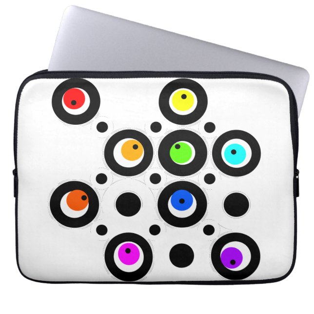 Capa Para Notebook Círculos E Pontos De Mazipoodles Padrão Rainbow Bl (Frente)