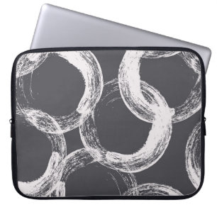 Capa Para Notebook Círculos Geométricos Fundo Preto Sem Costura