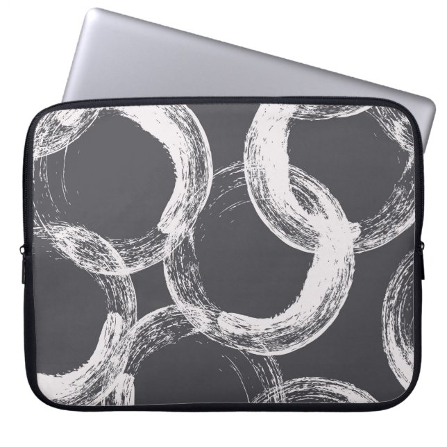 Capa Para Notebook Círculos Geométricos Fundo Preto Sem Costura (Frente)