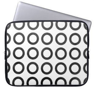 Capa Para Notebook Círculos negros de aquarela em fundo branco. Blac