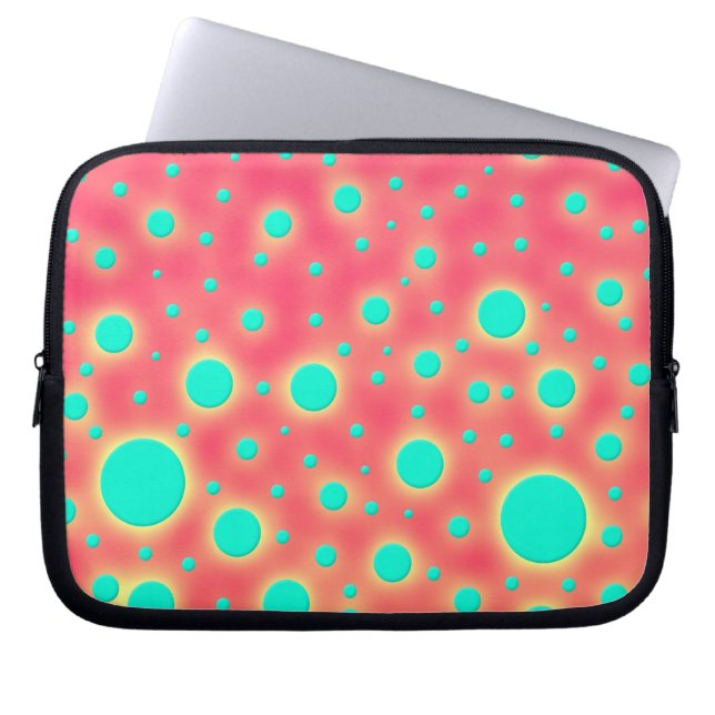 Capa Para Notebook Círculos Turquesa sobre Design Moderno Rosa Brilha (Frente)