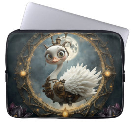 Capa Para Notebook Cisne Mecânico ao Luar – Guardião de Sonhos Curios