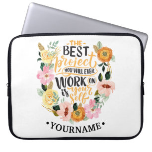 Capa Para Notebook Citação de Motivação de Inspiração Floral Elegante
