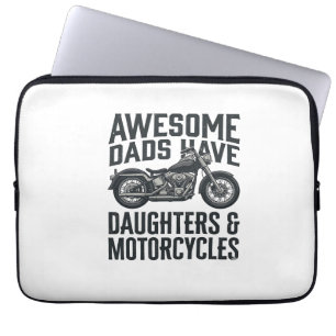 Capa Para Notebook Citação de Pai e Filhas de Motocicleta Vetor Vinta