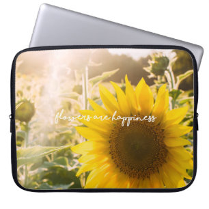 Capa Para Notebook Citação do girassol "flores são felicidade"