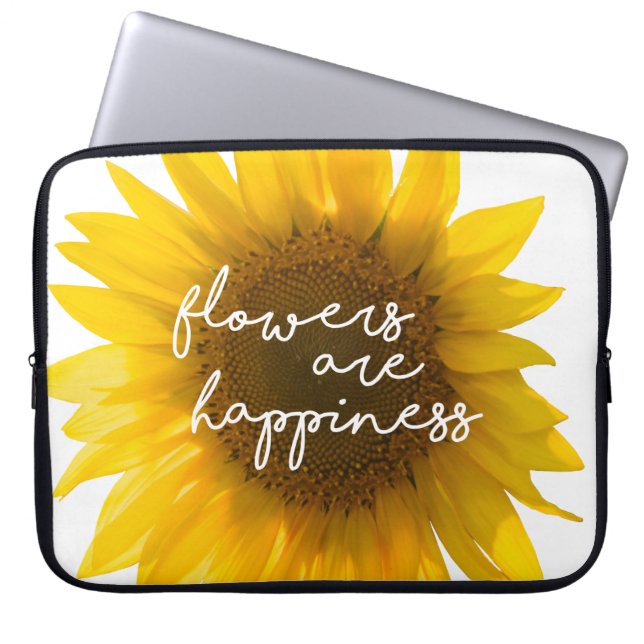 Capa Para Notebook Citação do girassol "flores são felicidade" (Frente)