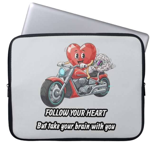 Capa Para Notebook Citação engraçada de motoqueiro coração siga seu c (Frente)