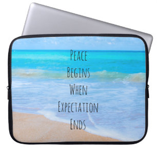 Capa Para Notebook Citação Inspiracional com Cena de Praia Tropical