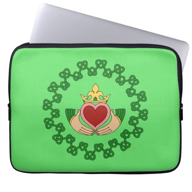 Capa Para Notebook Claddagh e Green Knotwork (Frente)