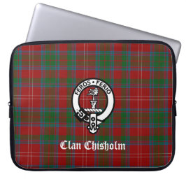 Capa Para Notebook Clan Chisholm Tartan & Crest Crachá Bolsa de lapto