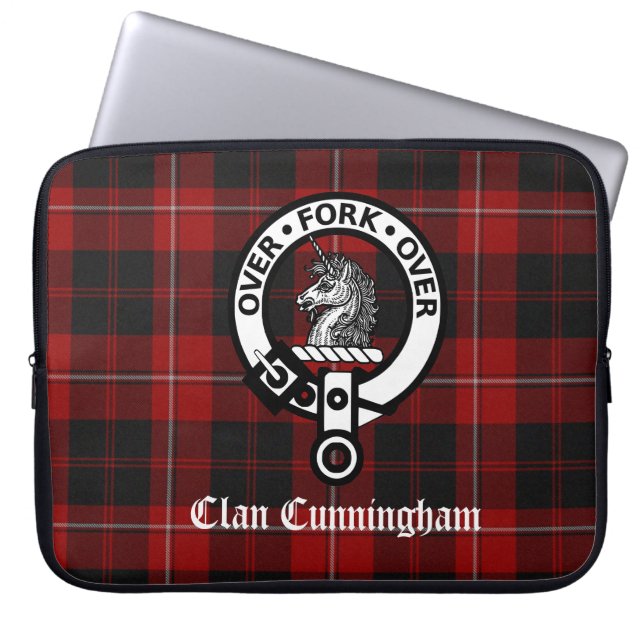 Capa Para Notebook Clan Cunningham Crest Crachá & Tartan (Frente)