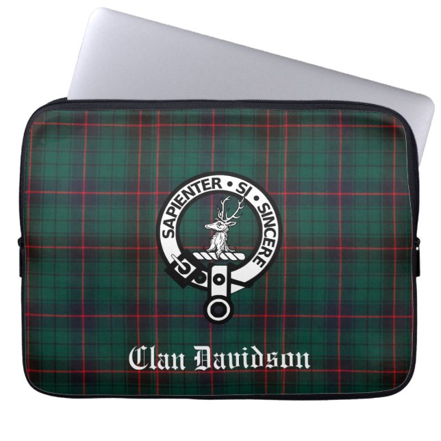 Capa Para Notebook Clan Davidson Crest Crachá e Tartan (Frente)