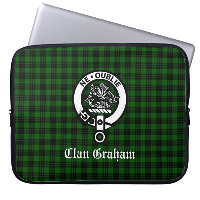 Capa Para Notebook Clan Graham Crest Crachá e Tartan (Frente)