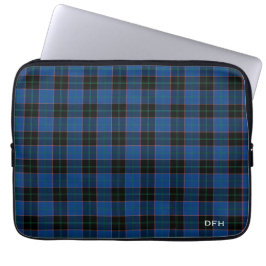 Capa Para Notebook Clan Hume Tartan Blue e Black Xadrez Monograma