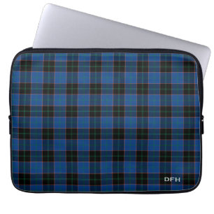 Capa Para Notebook Clan Hume Tartan Blue e Black Xadrez Monograma