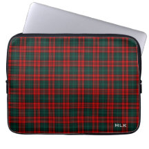 Clan Kerr Tartan Vermelho e Xadrez Verde Monograma