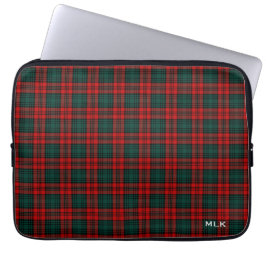 Capa Para Notebook Clan Kerr Tartan Vermelho e Xadrez Verde Monograma