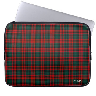 Capa Para Notebook Clan Kerr Tartan Vermelho e Xadrez Verde Monograma