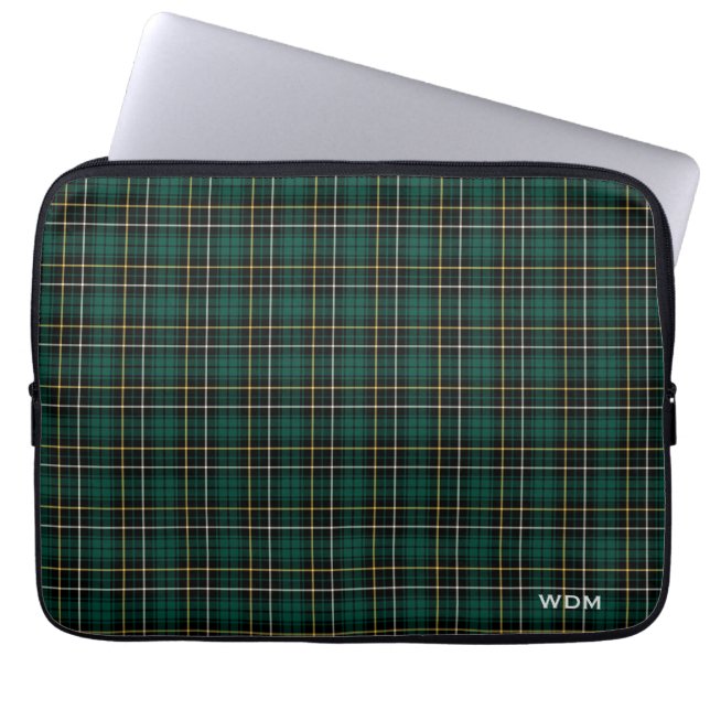 Capa Para Notebook Clan MacAlpine Tartan Xadrez Verde Escuro Monogram (Frente)