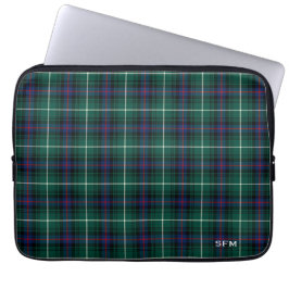 Capa Para Notebook Clan MacDonald Tartan Monograma Azul e Xadrez Verd