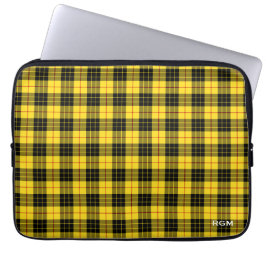Capa Para Notebook Clan MacLeod Tartan Monograma de Xadrez Amarela e 