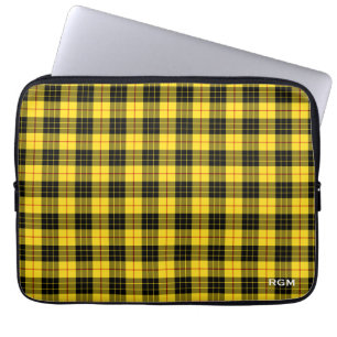 Capa Para Notebook Clan MacLeod Tartan Monograma de Xadrez Amarela e 