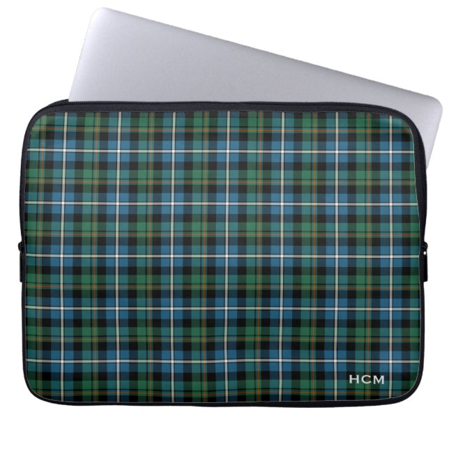 Capa Para Notebook Clan MacRae caçando Tartan Xadrez escocesa Monogra (Frente)