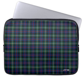 Capa Para Notebook Clan Malcolm Tartan Dark Blue Xadrez Monograma