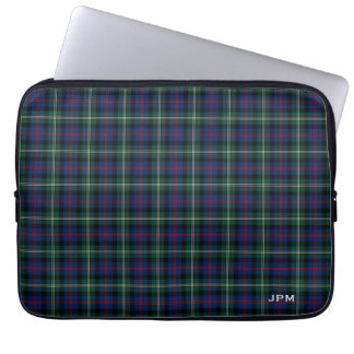 Capa Para Notebook Clan Malcolm Tartan Dark Blue Xadrez Monograma